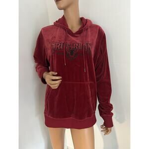 true religion hoodie Red Velvet Size Large With Black Logo